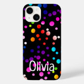 Neon Polka Dots met naam Case-Mate iPhone Case (Achterkant)
