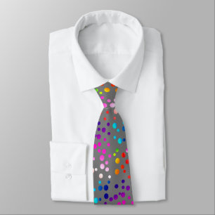 Neon Polka Dots on Grey Stropdas