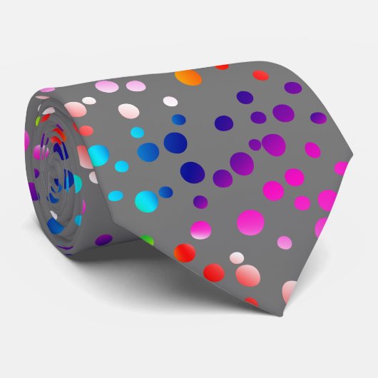 Neon Polka Dots on Grey Stropdas (Opgerold)