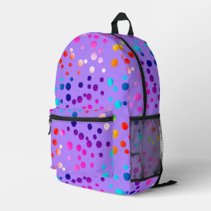 Neon Polka stippen op Paarse Bedrukte Rugzak