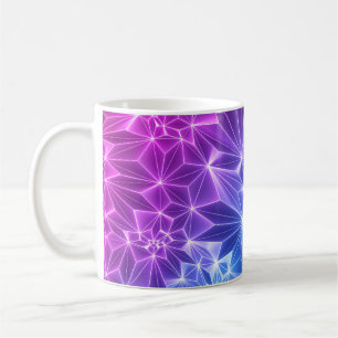 Neon Polygonaal: Roze Blauw 3D. Koffiemok