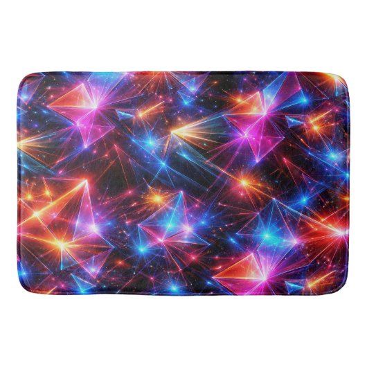 Neon Polygoon Abstract met Explosies Badmat (Voorkant)