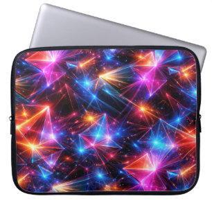 Neon Polygoon Abstract met Explosies Laptop Sleeve