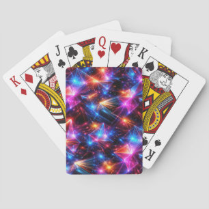 Neon Polygoon Abstract met Explosies Pokerkaarten