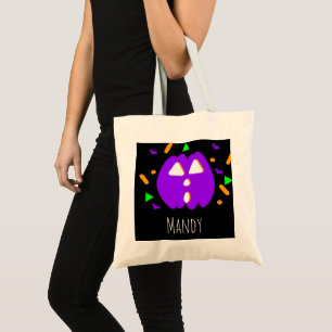 Neon Pompoen Oranje Groene Snoep Boodschappentas Tote Bag