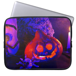 Neon pompoenen laptop sleeve