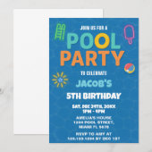 Neon Pool Anniversaire Bash Invitation (Devant / Derrière)