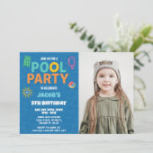 Neon Pool Anniversaire Bash Invitation avec photo (Debout devant)