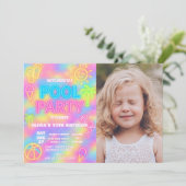 Neon Pool Anniversaire Fête Invitation (Debout devant)