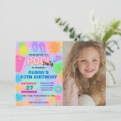 Neon Pool Anniversaire Invitation avec photo (Debout devant)