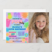 Neon Pool Anniversaire Invitation avec photo (Devant / Derrière)