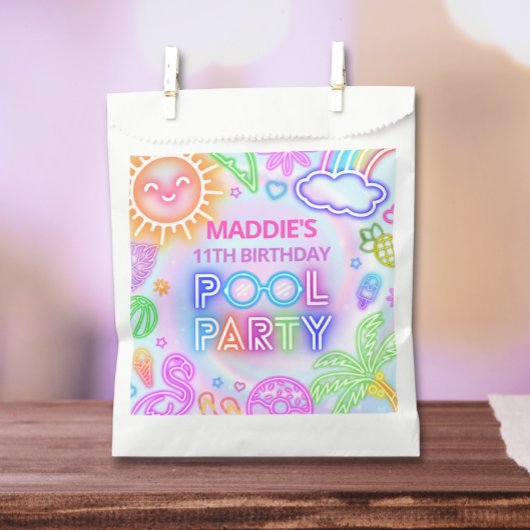 Neon Pool Party Anniversaire Favoriser les sacs