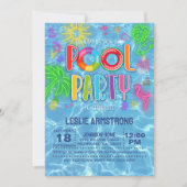 Neon Pool Party Uitnodiging voor verjaardag (Voorkant)