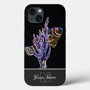 Neon-Pop-Art aquarium clownfish met Monogram! iPhone 13 Hoesje