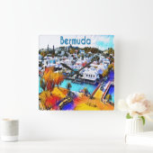 Neon Pop Art Bermudes horloge murale (Maison)