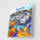 Neon Pop Art Bermudes horloge murale (Angle)