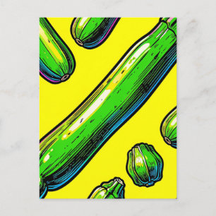 Neon Pop Art Courgettepatroon Briefkaart