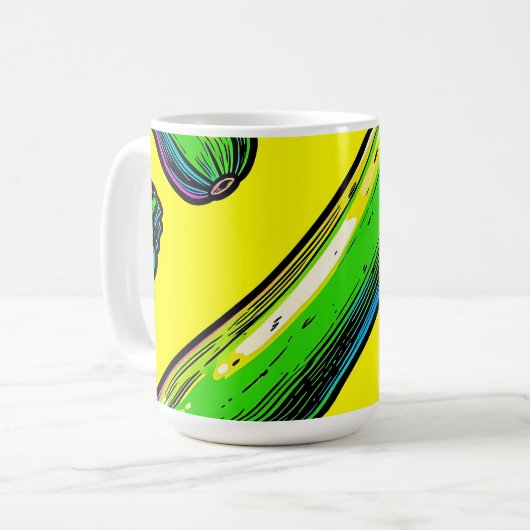 Neon Pop Art Courgettepatroon Koffiemok (Voorkant links)