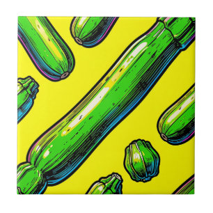 Neon Pop Art Courgettepatroon Tegeltje