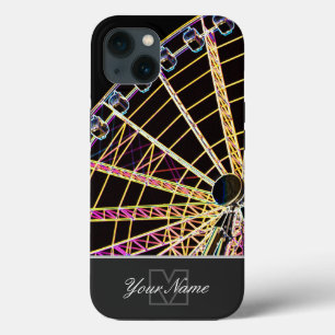 Neon-Pop-Art Ferris Wheel met Monogram! iPhone 13 Hoesje