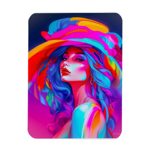 Neon Pop Art Portret  Magneet
