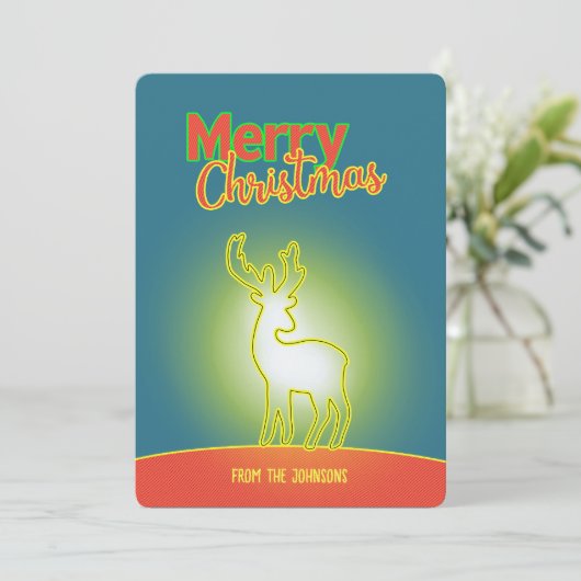 Neon Pop Art Rendier Multi-Photo Christmas Design Feestdagenkaart (Staand voorkant)