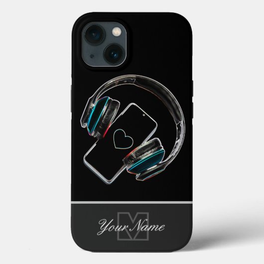Neon-Pop-Art smartphone headset-hart Monogram! Case-Mate iPhone Case (Achterkant)