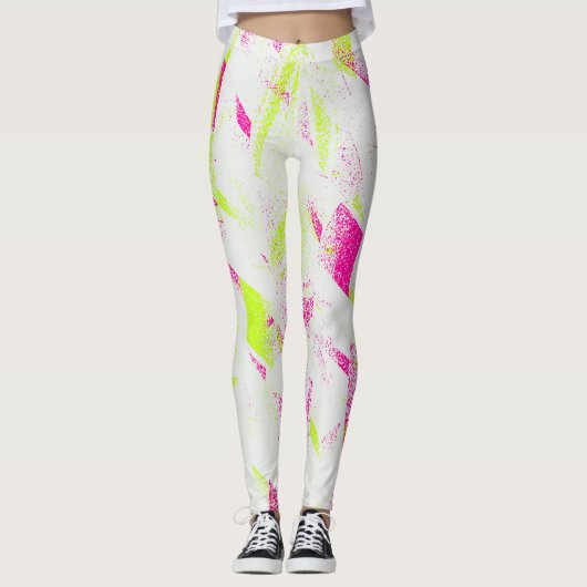Neon Pop Chaos Leggings – Bold Abstract Street Vib (Voorkant)