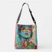 Neon Pop Diva Portrait – Bold & Vibrant Retro Art Crossbody Tas (Achterkant)