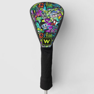 Neon Pop Muziek Graffiti Street Art Monogrammed Golfheadcover