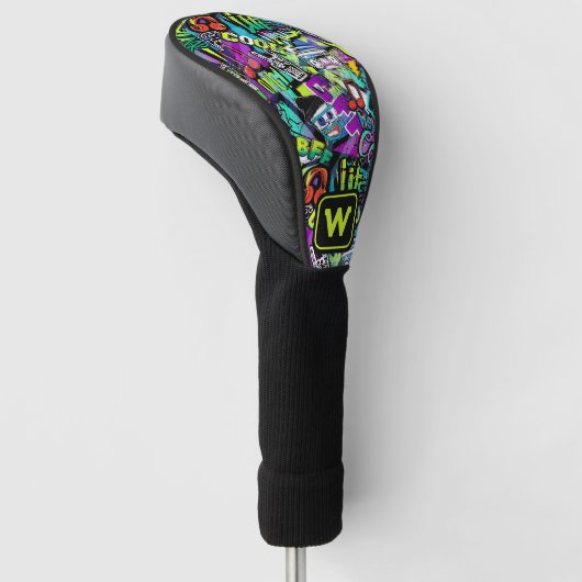 Neon Popmuziek Graffiti Straatkunst Monogramme Golfheadcover (Schuin)