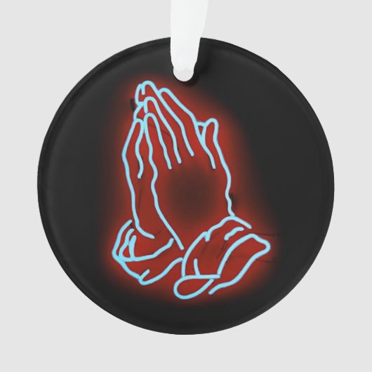 Neon Praying Hands personaliseren of aanpassen Ornament (voorkant)