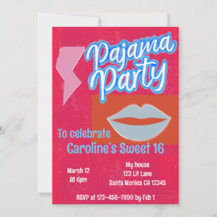 Neon Preppy Pajama Party Birthday Kaart