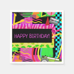 Neon Pret Fun Bright Mooi Kleurrijk Funky 80'er Fe Servetten