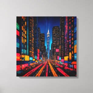 Neon Prism Metropolis Canvas Afdruk