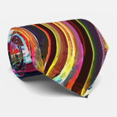 Neon Psychedelic Abstracte Wavy Electric Art Stropdas (Opgerold)