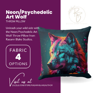 Neon/Psychedelic Art Wolf Sierkussen
