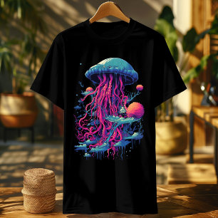 Neon Psychedelic Jellyfish: Levendige Aquatic Rhap T-shirt