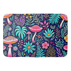 Neon Psychedelic Mushroom Forest Dream Badmat