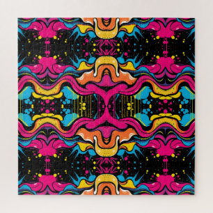 Neon Psychedelische Golf Naadloos Patroon Legpuzzel