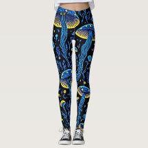 Neon psychedelische paddestoelpatroon vrouwenleggi