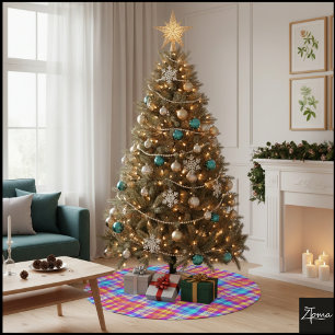 Neon Psychodelische Kaleidoscoop Plaid Digitale Ve Kerstboom Rok