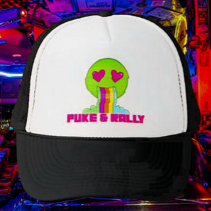 Neon Puke & Rally Trucker Hat   Partijcomeback Pet