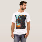 Neon Pulse: Cybernetic Sentinel T-shirt (Voorkant volledig)