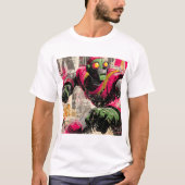 Neon Punchbot — Graffiti Newspaper Collage Action T-shirt (Voorkant)