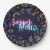 Neon Purim Papieren Bordje (Voorkant)