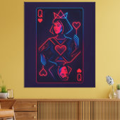 Neon Queen of Hearts - Retro-futuristische synthwa Canvas Afdruk (Insitu (Woonkamer))