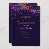 Neon Quinceañera Invitation (Devant / Derrière)