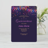 Neon Quinceañera Invitation (Debout devant)