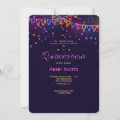 Neon Quinceañera uitnodiging (Voorkant)